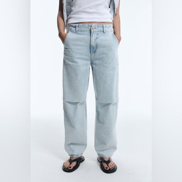 ZARA MID-RISE Z1975 BALLOON JEANS - Picture 7 of 12